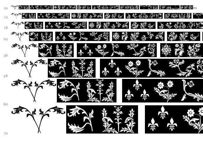 YY Old English Dingbats font waterfall